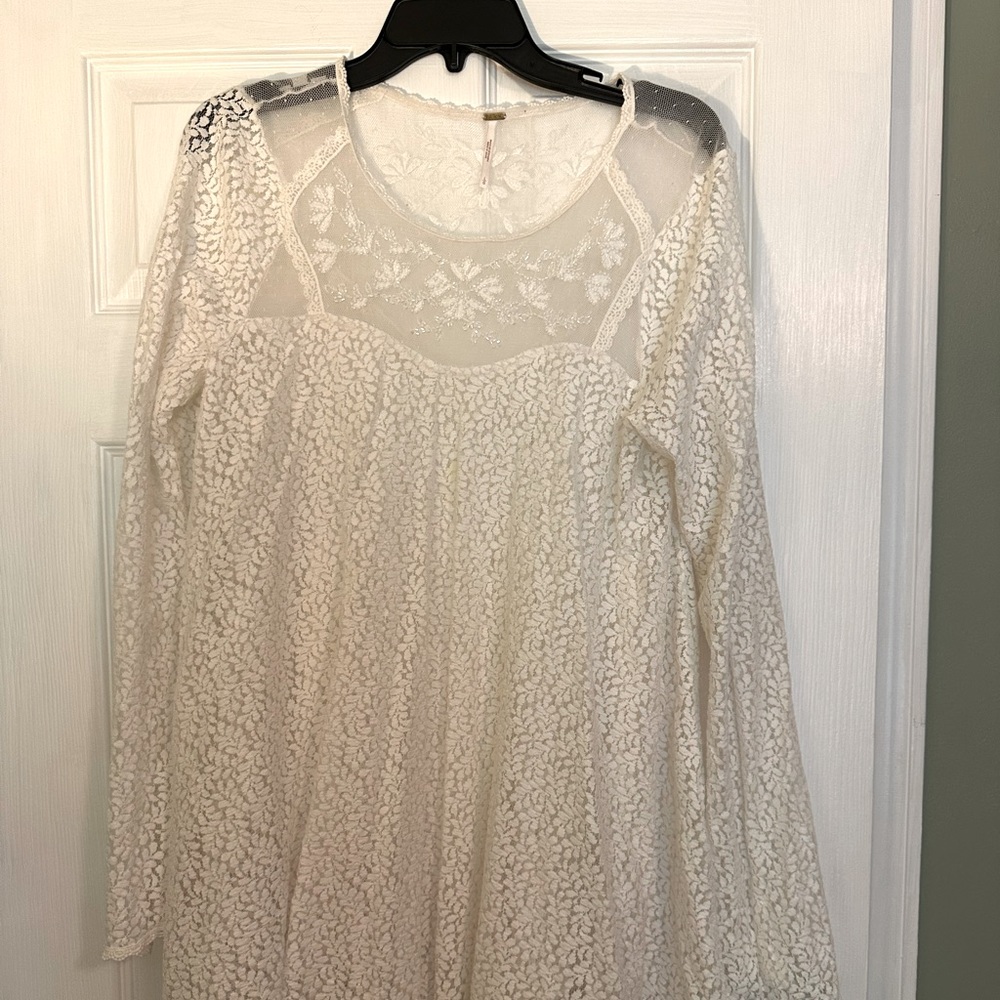 Free People lace top with beading.